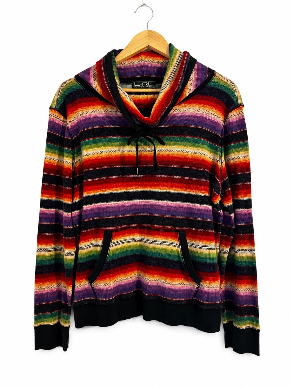 Lauren Ralph Lauren Active Southwestern Stripe Cowl Neck Hoodie